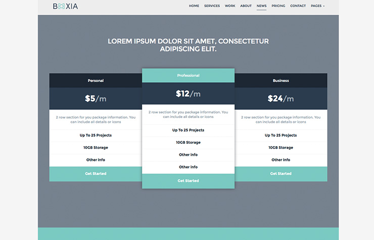 Boxia - One Page Theme